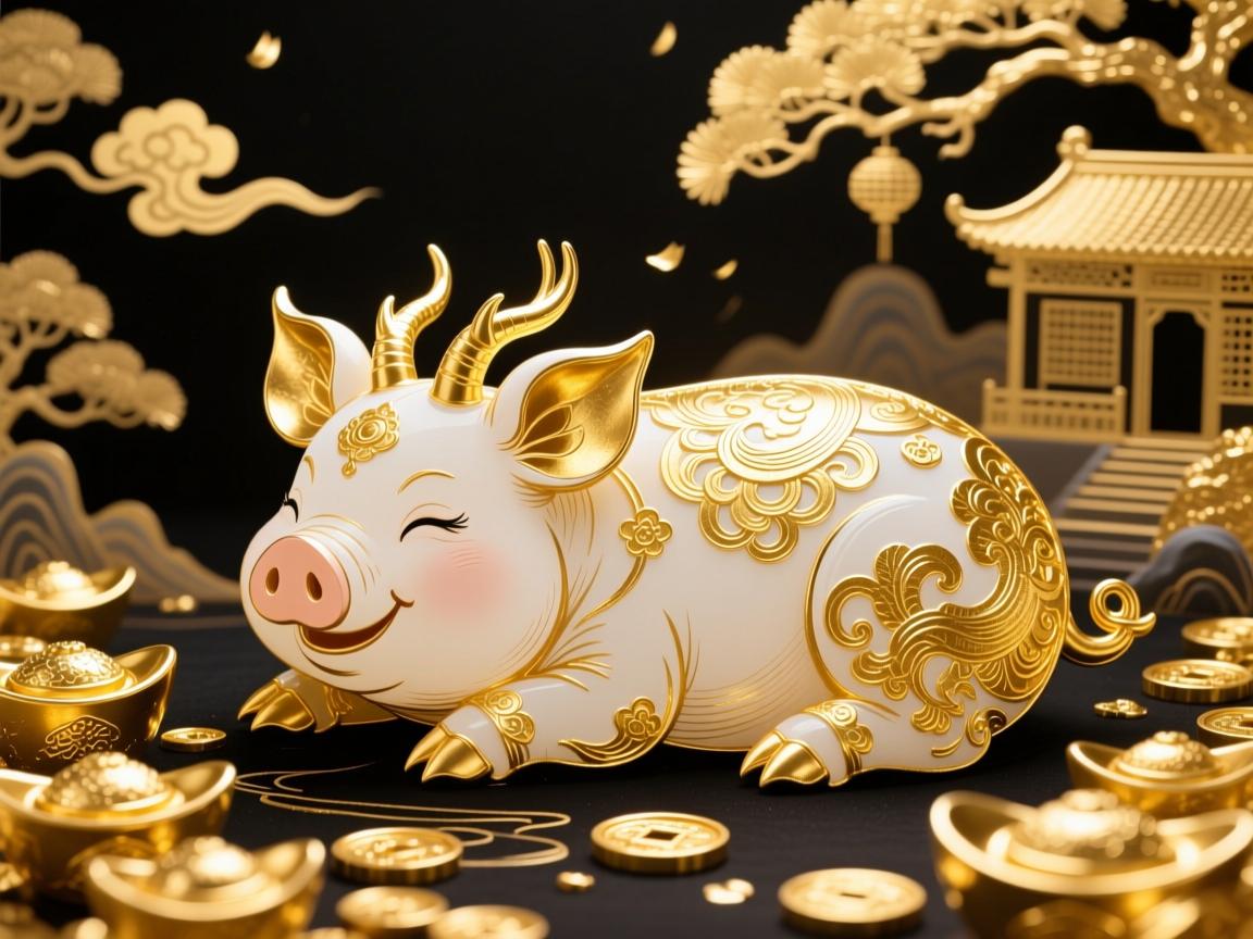 金箔如梦,猪眠富贵乡 猪眠富贵乡